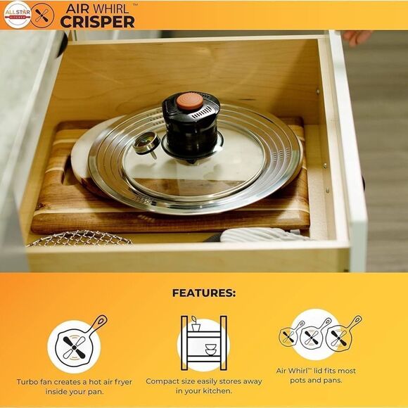 Sharper Image Air Whirl Crisper Stove Top Air Fryer Glass Stainless Steel - Picture 6 of 10